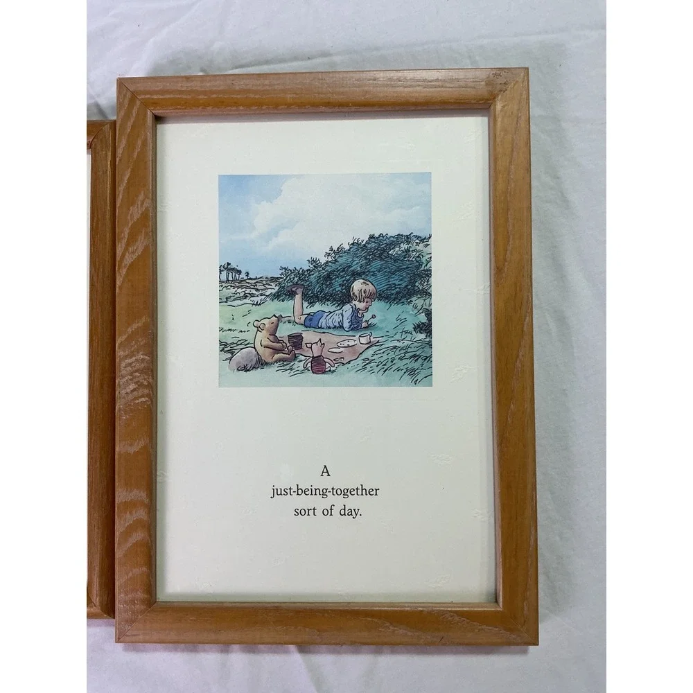 Disney Classic Pooh Framed Wall Art Set Christopher Robin Winnie the Pooh 2 Pc